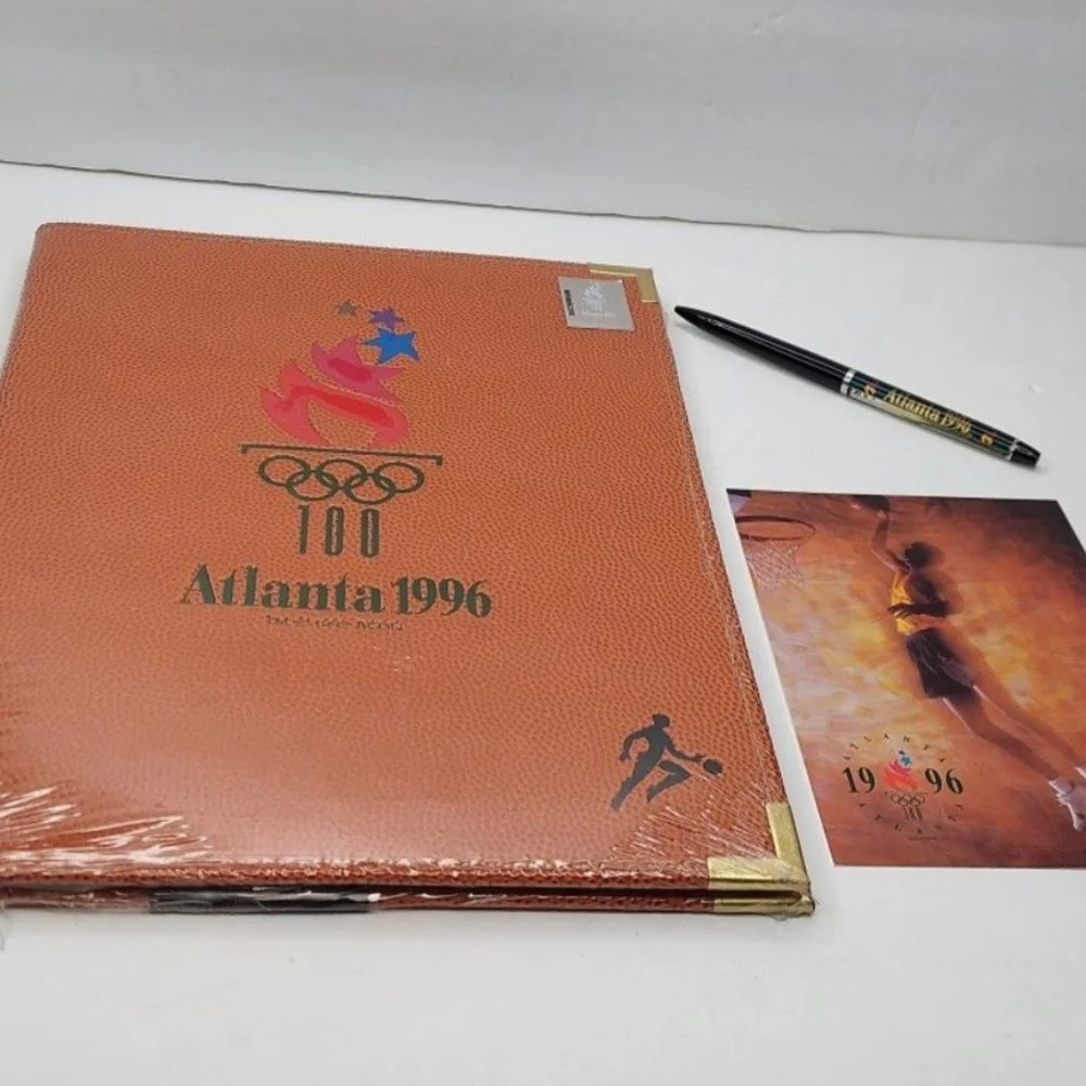 Spalding Basketball Texture Pad Folder Atlanta 1996 Olympics pad, Post Card, Pen
